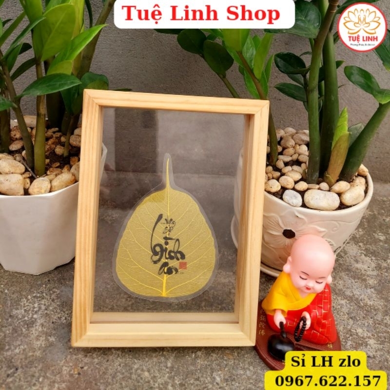 Khung Tranh, Khung Ảnh để bàn Lá Bồ Đề Decor, Gỗ Thông nhập khẩu A5