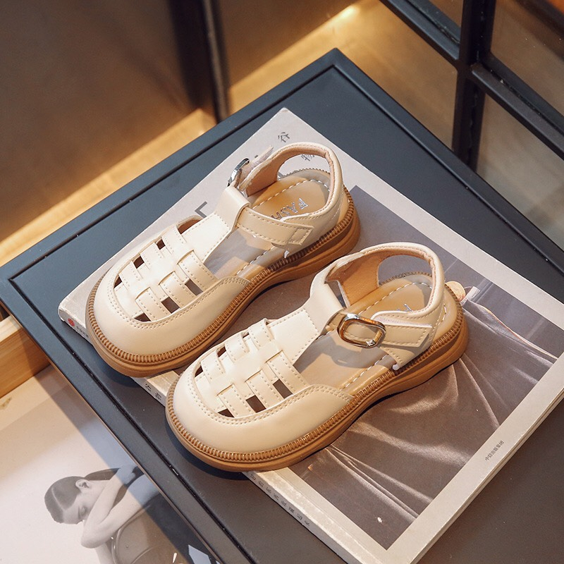 Sandal rọ dép đi học da PU mềm đế êm chống trơn trượt phong cách hàn quốc cho bé trai bé gái mã 2312