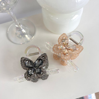Kẹp tóc trong suốt dáng ngắn đính charm sang trọng Modleaf Butterfly midi pin Hàn Quốc