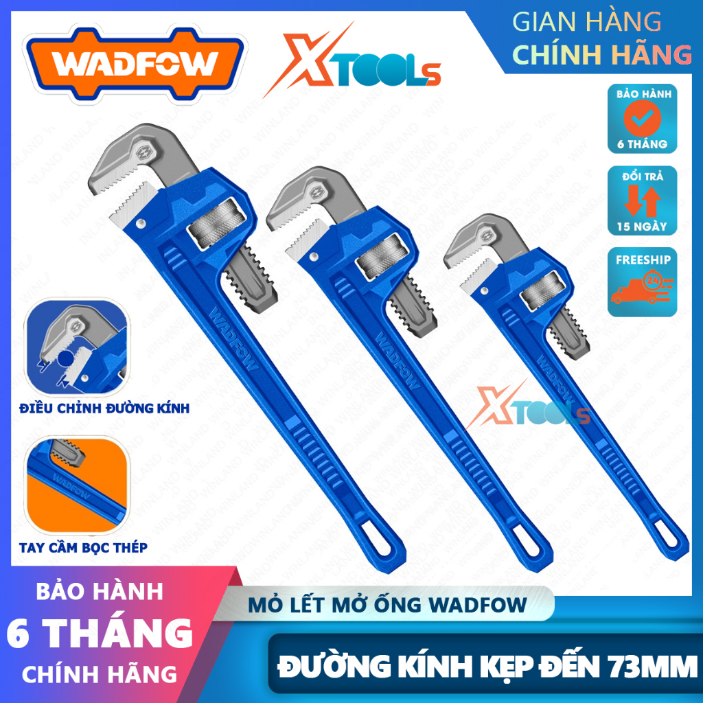 "Mỏ lết mở ống WADFOW kích thước từ 8024 inch, thép carbon chất lượng cao, đinh tán rắn - chính hãng"