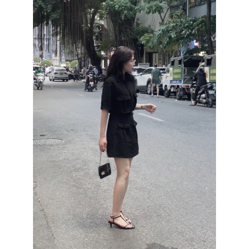 Set Áo Sơ Mi Croptop + Chân Váy