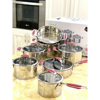 [CHÍNH HÃNG] Bộ Nồi Từ Cao Cấp Arber RUBY 7 Món Inox 304