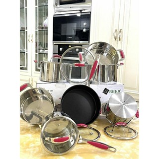 [CHÍNH HÃNG] Bộ Nồi Từ Cao Cấp Arber RUBY 7 Món Inox 304