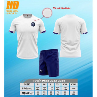 BỘ QUẦN ÁO ĐÁ BÓNG ĐỘI TUYỂN PHÁP TRẮNG MÙA GIẢI MỚI NHẤT 2023-2024 chất vải thun mè hàn quốc xịn