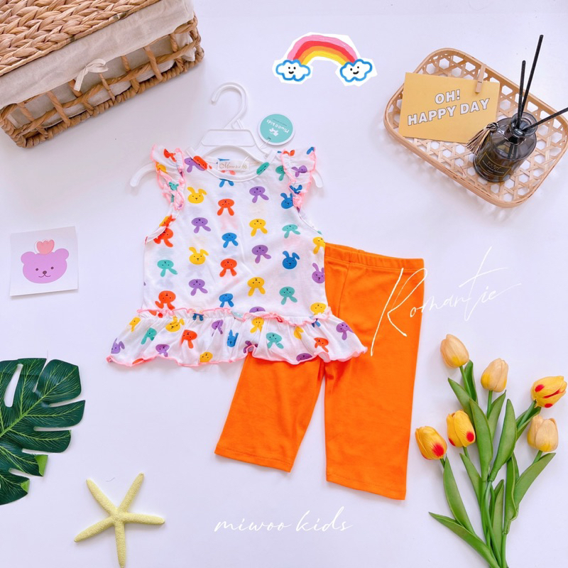 Đồ bộ lửng chất thun mềm mại cho bé gái 7-17kg