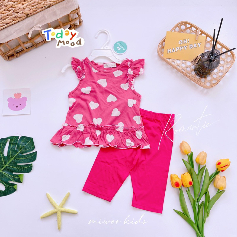 Đồ bộ lửng chất thun mềm mại cho bé gái 7-17kg