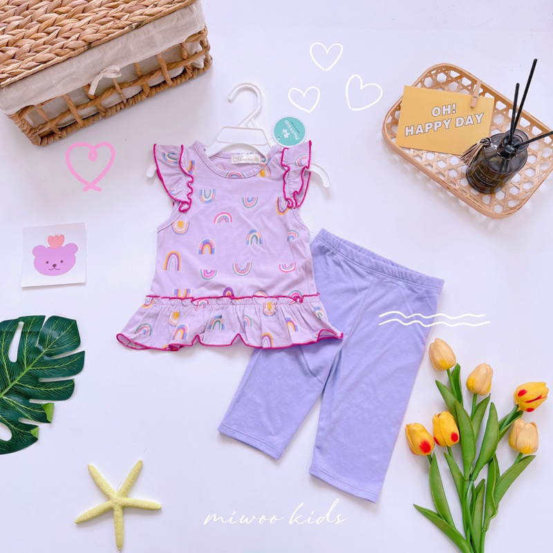 Đồ bộ lửng chất thun mềm mại cho bé gái 7-17kg