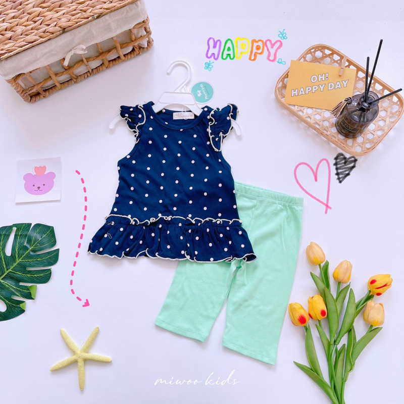 Đồ bộ lửng chất thun mềm mại cho bé gái 7-17kg