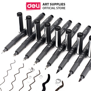 [HỌA CỤ DELI] Set Bút Đi Nét Kỹ Thuật Nhiều Cỡ Ngòi Màu Đen Kháng Nước Caligraphy Phù Hợp Vẽ Viền Tranh Phác Hoạ