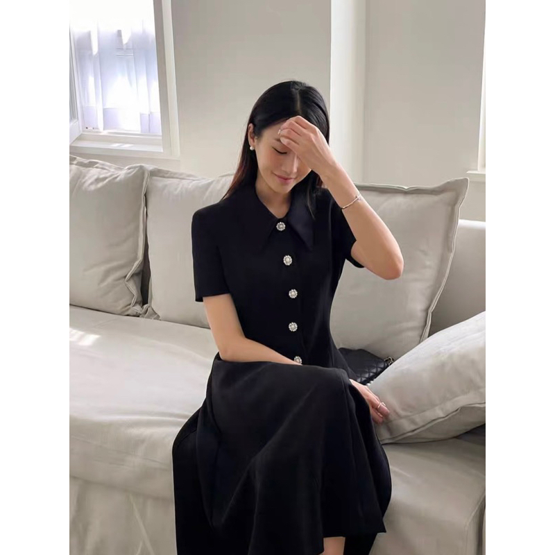 Đầm sơ mi nút đẹp sang chảnh 2 màu đen trắng