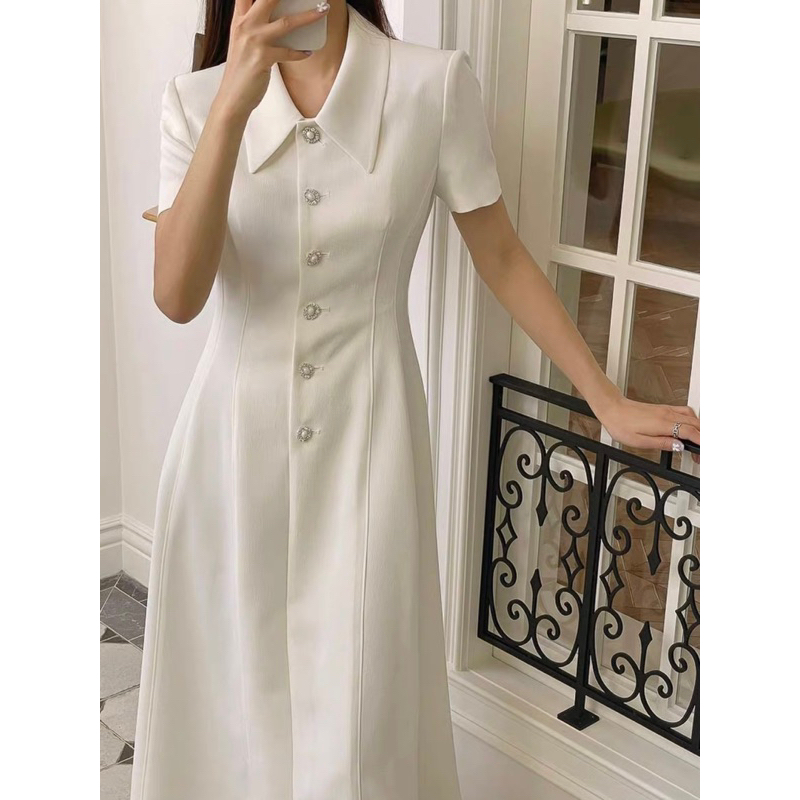 Đầm sơ mi nút đẹp sang chảnh 2 màu đen trắng