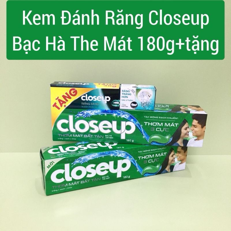 Kem Đánh Răng Closeup Bạc Hà The Mát/Tinh Thể Băng Tuyết 180g