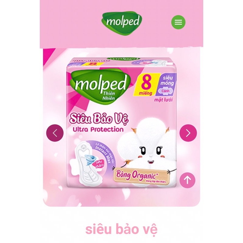 Hàng Mới Băng Vệ Sinh Molped Bông Organic Tự Nhiên Mềm Mại Siêu Thấm