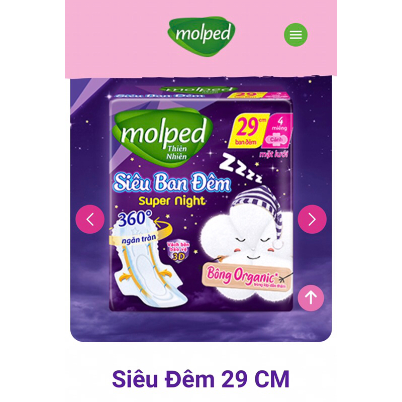 Hàng Mới Băng Vệ Sinh Molped Bông Organic Tự Nhiên Mềm Mại Siêu Thấm