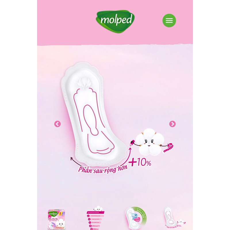 Hàng Mới Băng Vệ Sinh Molped Bông Organic Tự Nhiên Mềm Mại Siêu Thấm