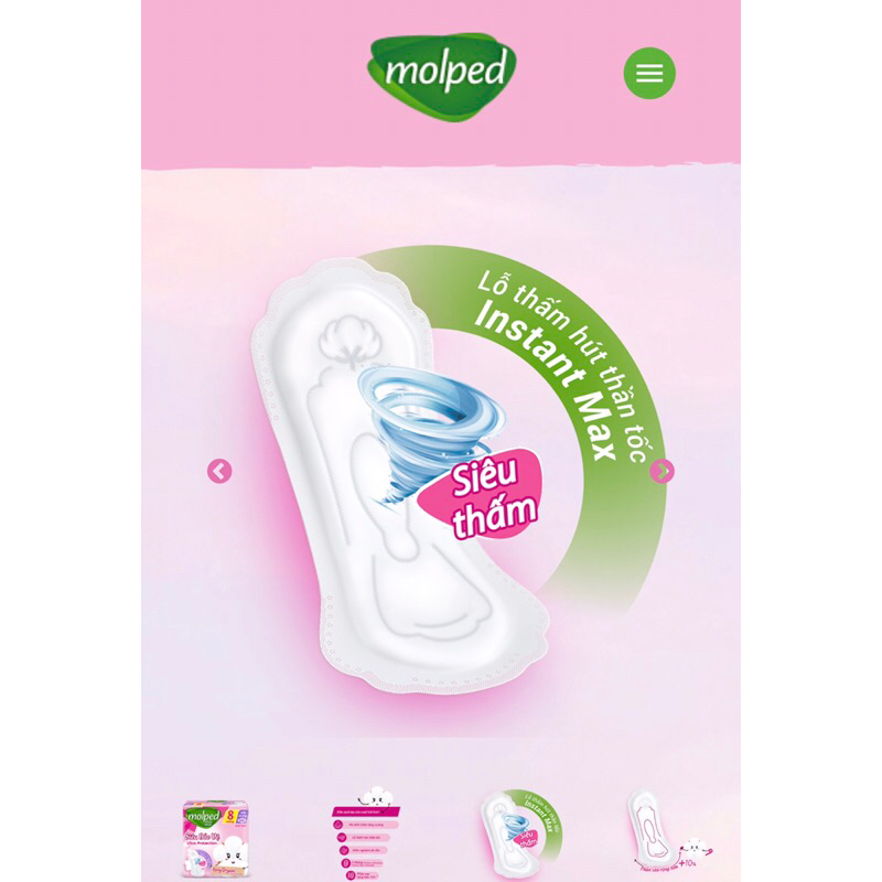 Hàng Mới Băng Vệ Sinh Molped Bông Organic Tự Nhiên Mềm Mại Siêu Thấm