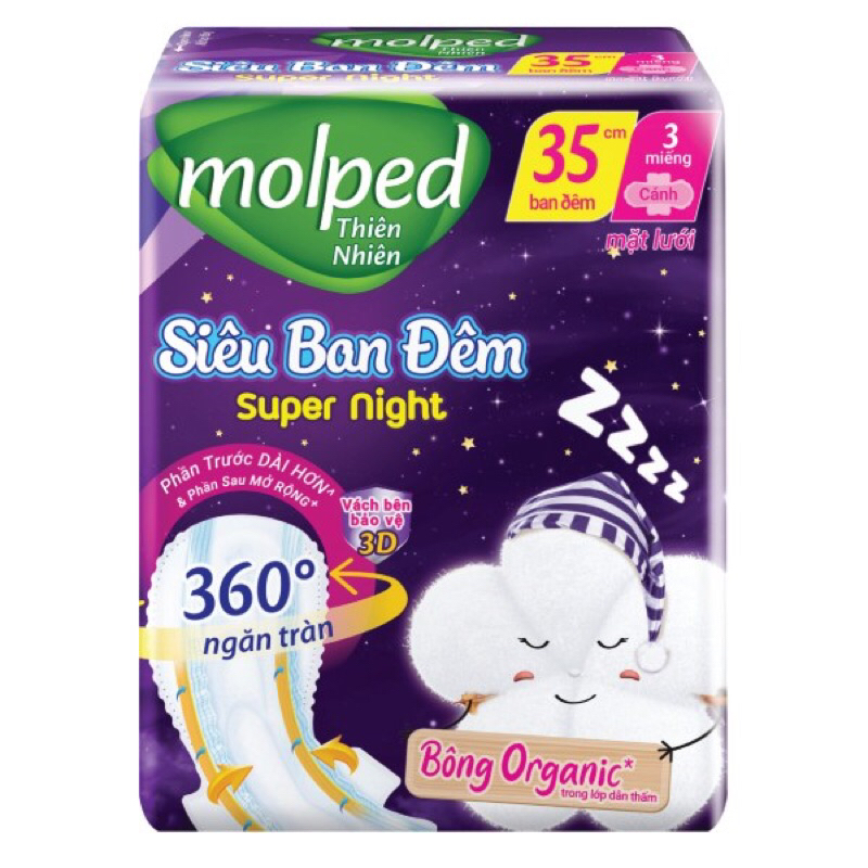 Hàng Mới Băng Vệ Sinh Molped Bông Organic Tự Nhiên Mềm Mại Siêu Thấm