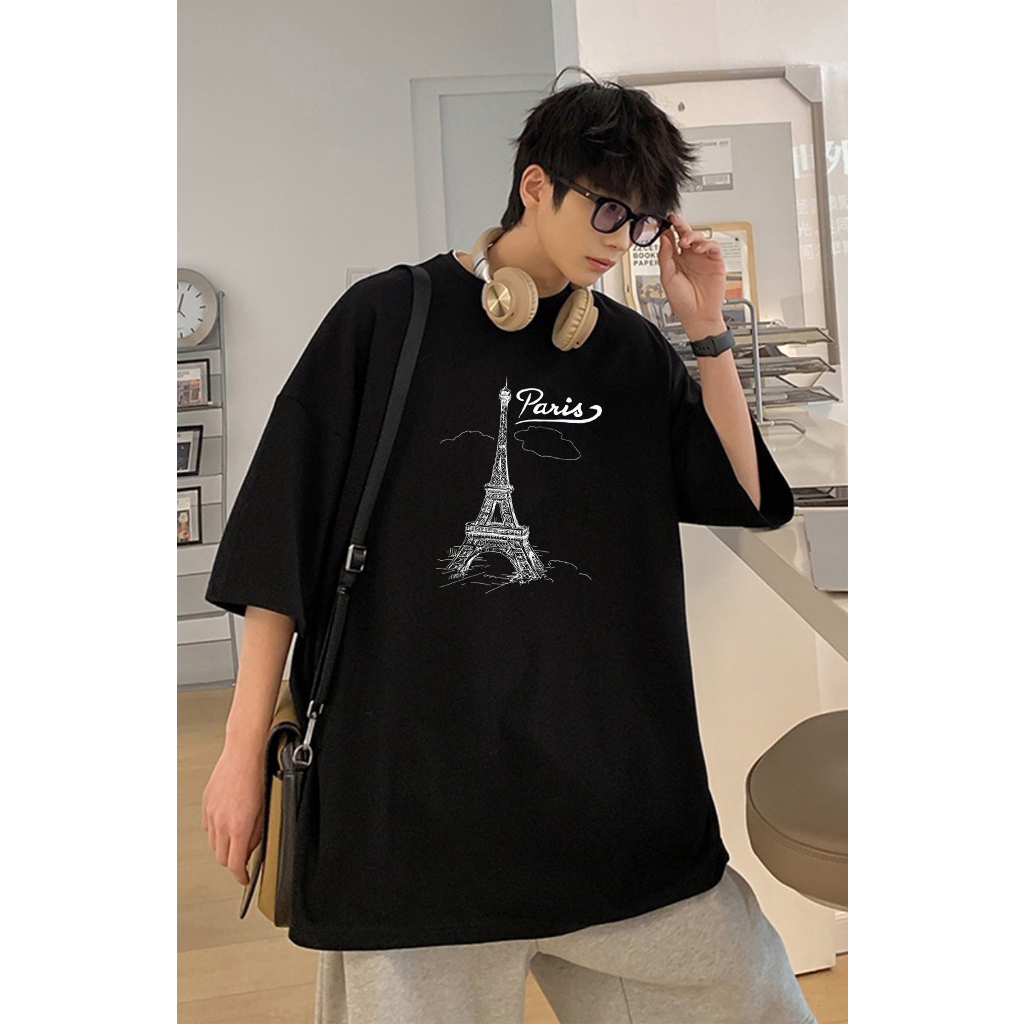 Áo thun unisex Paris form rộng vải dày mịn 2019T958
