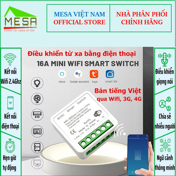 Công Tắc Thông Minh Tuya, Module 16 A, sử dụng Wifi, Điều Khiển Bằng Giọng Nói Smartlife, vẫn có thể giữ lai công tắc cơ