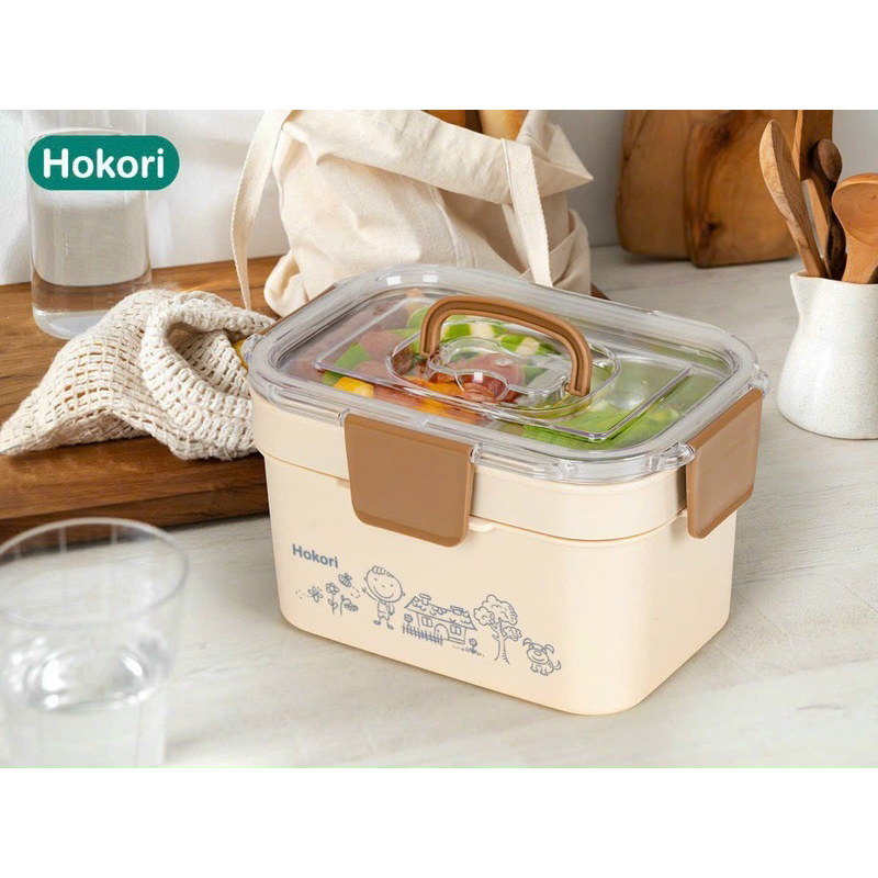 Hộp cơm inox giữ nhiệt 2 tầng Hokori 6566 bền đẹp rẻ giữ nhiệt lâu