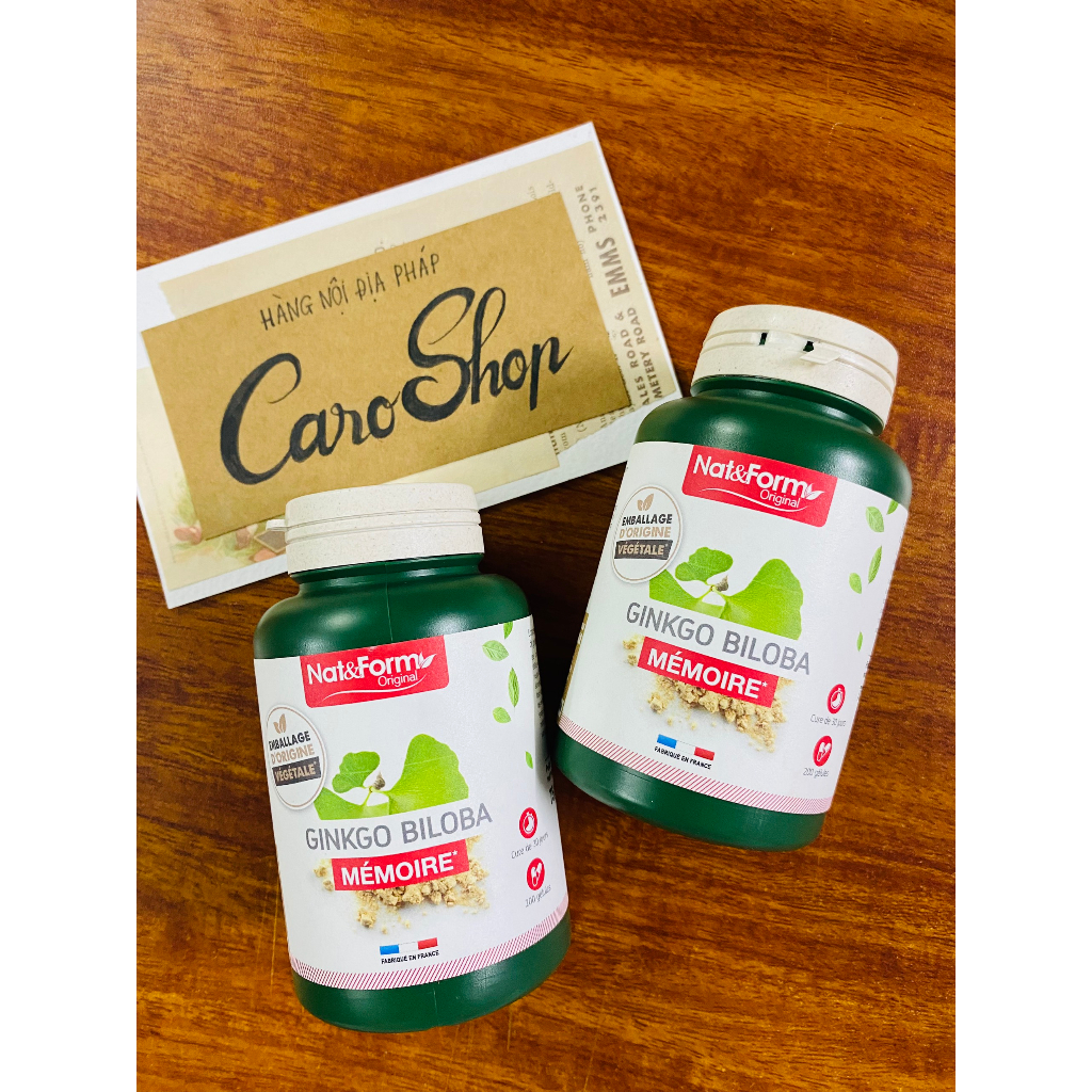 Viên uống bổ não Ginkgo Biloba của Pháp - Chuẩn hãng Nat & Form / hộp 200 viên