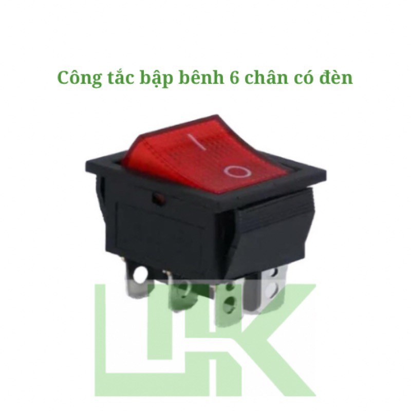 Công tắc bập bênh 6 chân có đèn loại tốt, KCD4 16A-250V AC 20A-125V AC