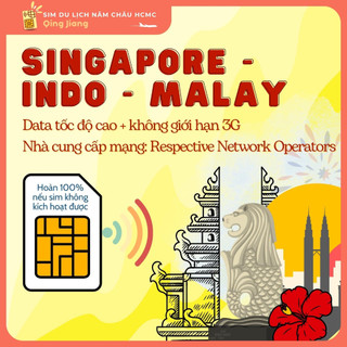 Sim 4G du lịch liên tuyến 3 nước Singapore Malaysia Indonesia, data tốc độ cao mỗi ngày, không giới hạn 3g