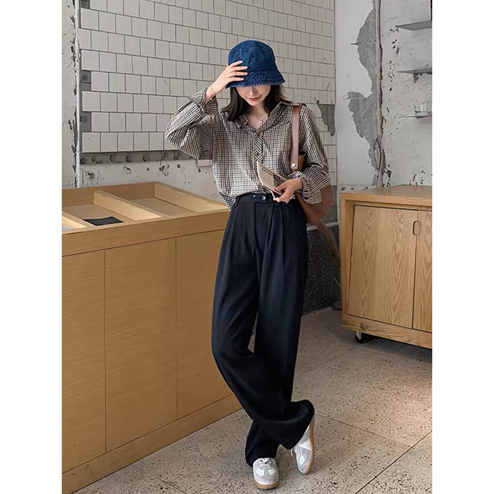 Quần vải ống suông 2 khuy ngang 2 màu đen, nâu M2302 BIGSIZE 55-95KG