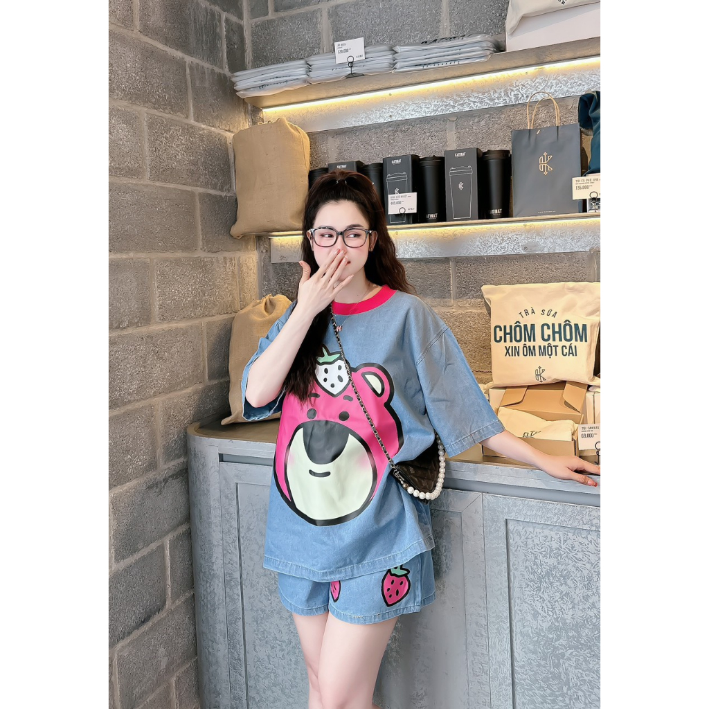 SET GẤU DÂU ĐÙI JEAN THƠ LÊ BIGSIZE