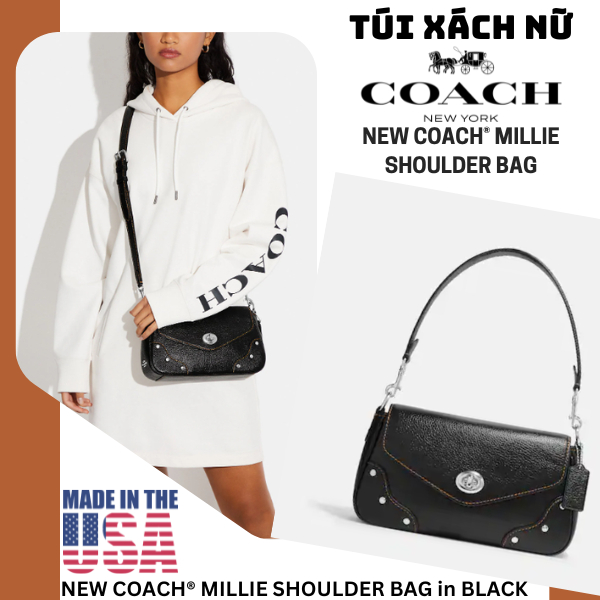 Fullbox) Túi Xách Nữ NEW COACH® MILLIE SHOULDER BAG in Black