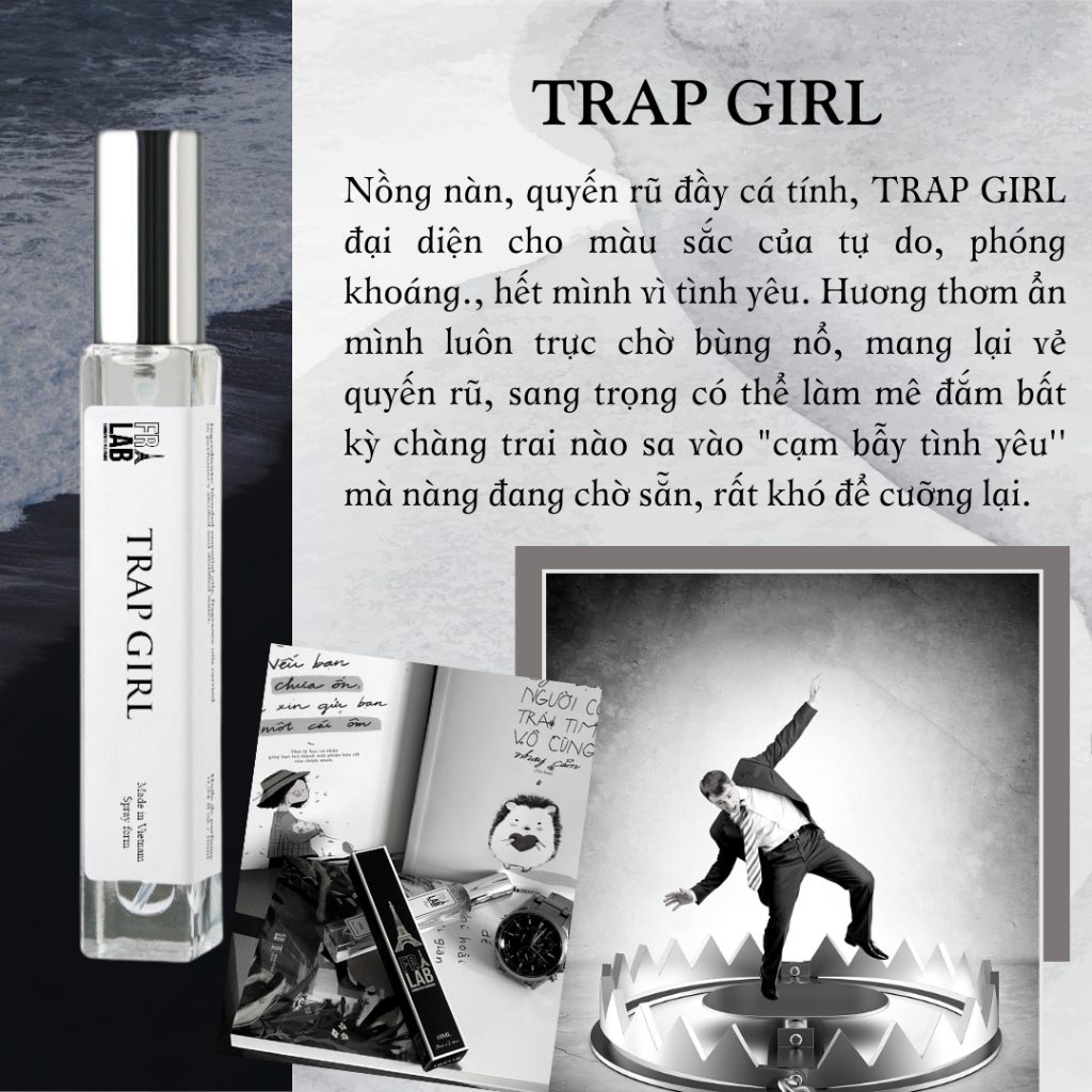 Nước Hoa Nữ Fralab Trap Girl Quyến Rũ, Ngọt Ngào, Khiêu Khích 10ml - Dạng Xịt Tiện Lợi