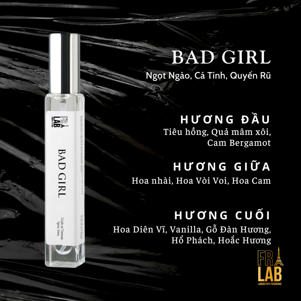 Nước Hoa Nữ Fralab Bad Girl Ngọt Ngào, Cá Tính, Quyến Rũ 10ml