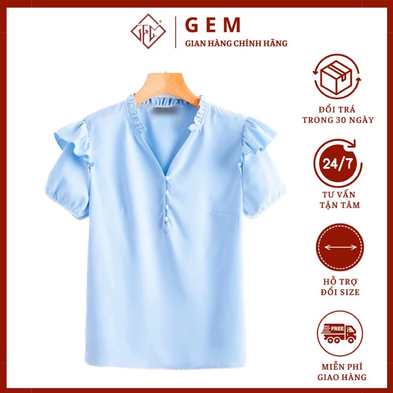 Áo kiểu cách điệu G168 đủ size, phối bèo chất mát, hàng thời trang thiết kế không đụng mẫu - GEM Fas
