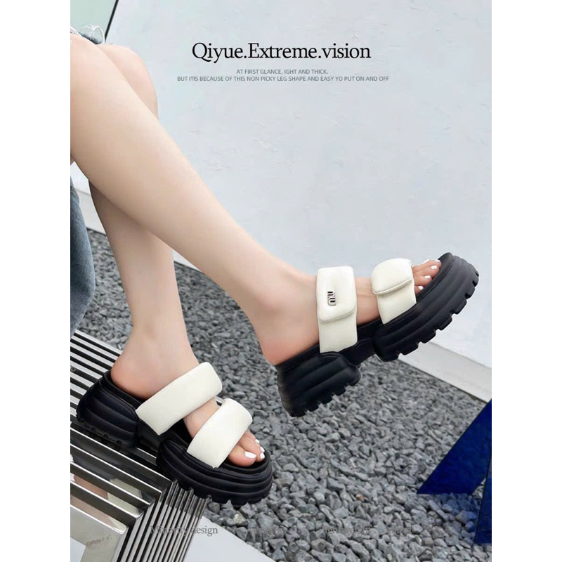 Dép 2 quai ngang miu đế cao