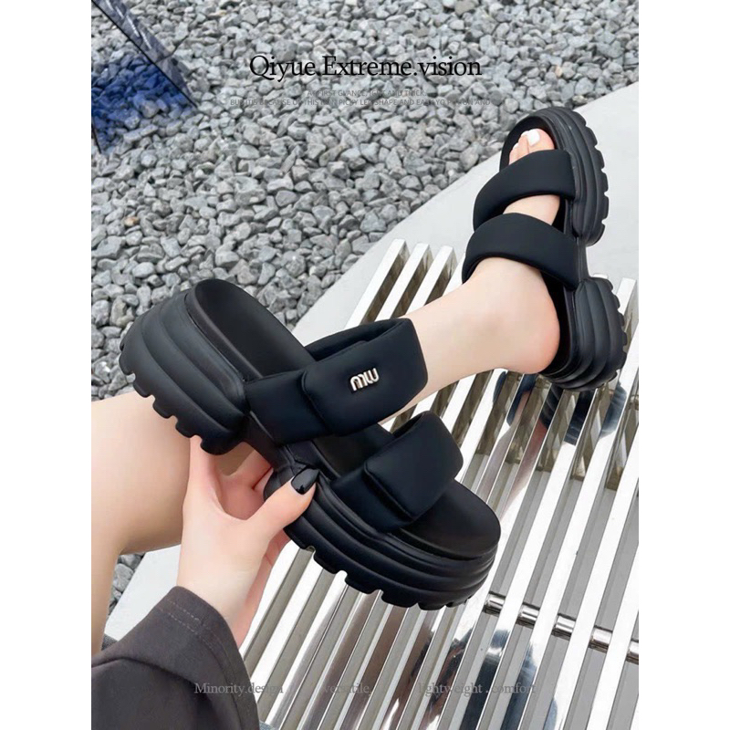 Dép 2 quai ngang miu đế cao