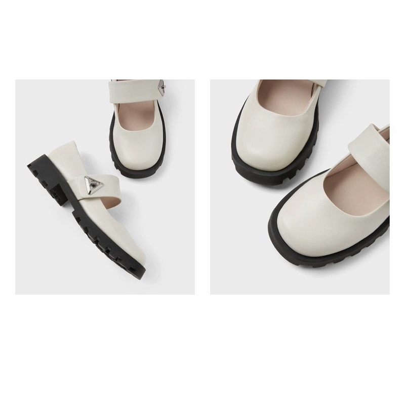 Giày búp bê Cnk Mary Jane đế bánh xe cao 3.5cm khoá tam giác kim loại phong cách mới hàng Fullbox 2023 G05