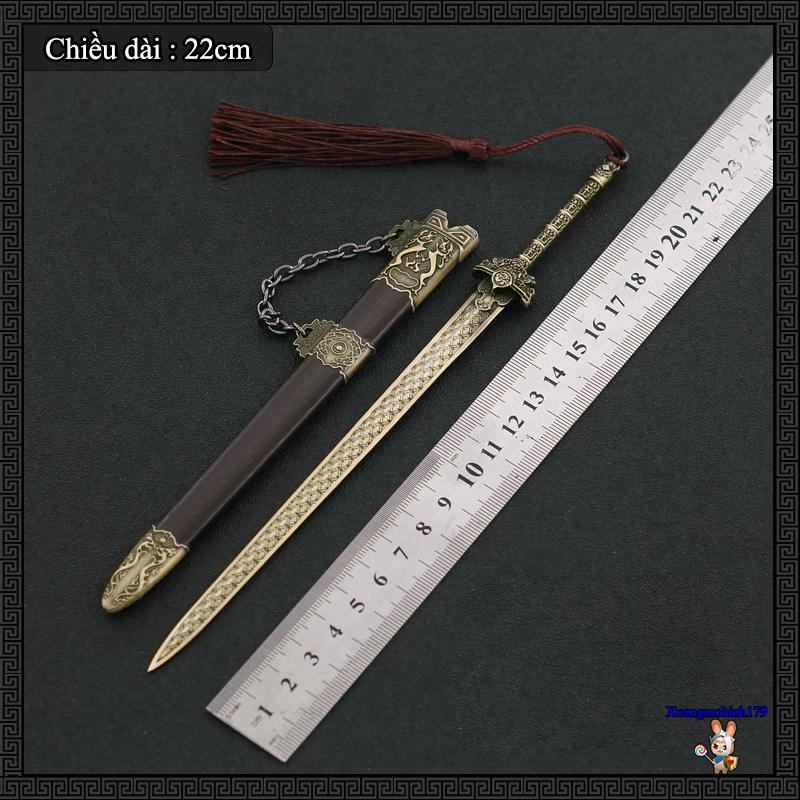 Mô hình sưu tầm Thiếu Niên Ca Hành Tiêu Sắt Thiên Trảm kiếm kim loại 22cm
