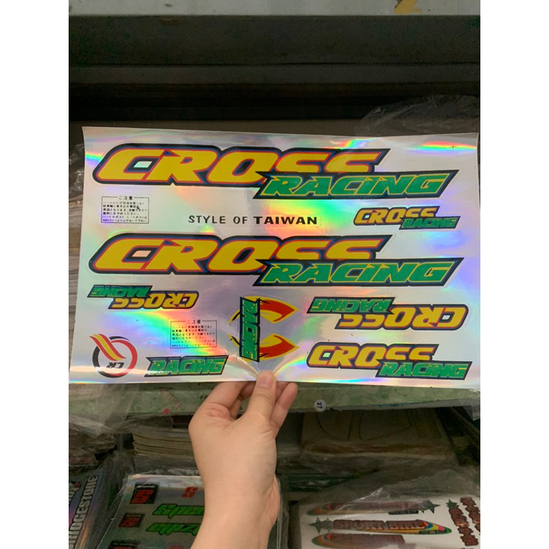 Bộ tem dán xe đạp CROSS RACING chữ màu vàng hàng nhập Thái Lan chất lượng cao dành trang trí riêng cho dòng xe này