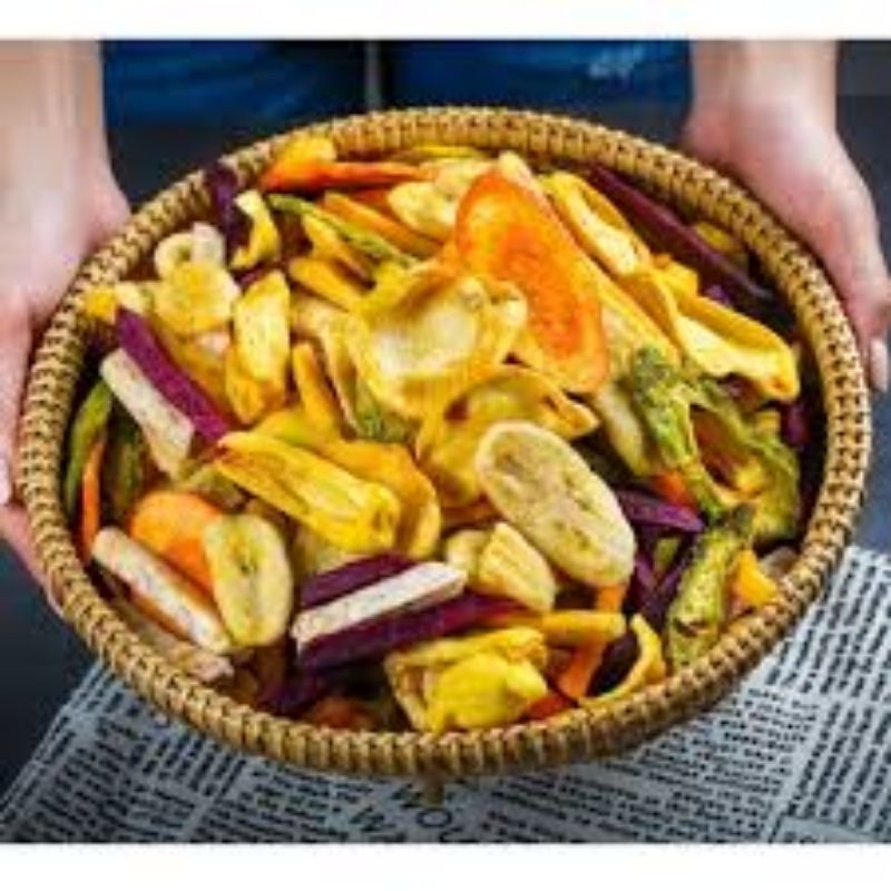 Trái Cây Thập Cẩm Sấy Vỡ, Nguyên Miếng, Đủ Vị, Thơm, Giòn, Ngon, Rẻ, 1 Gói 500gr