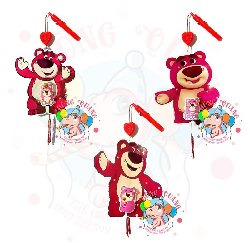 Lồng Đèn Trung Thu Nhựa Pin Gấu Dâu