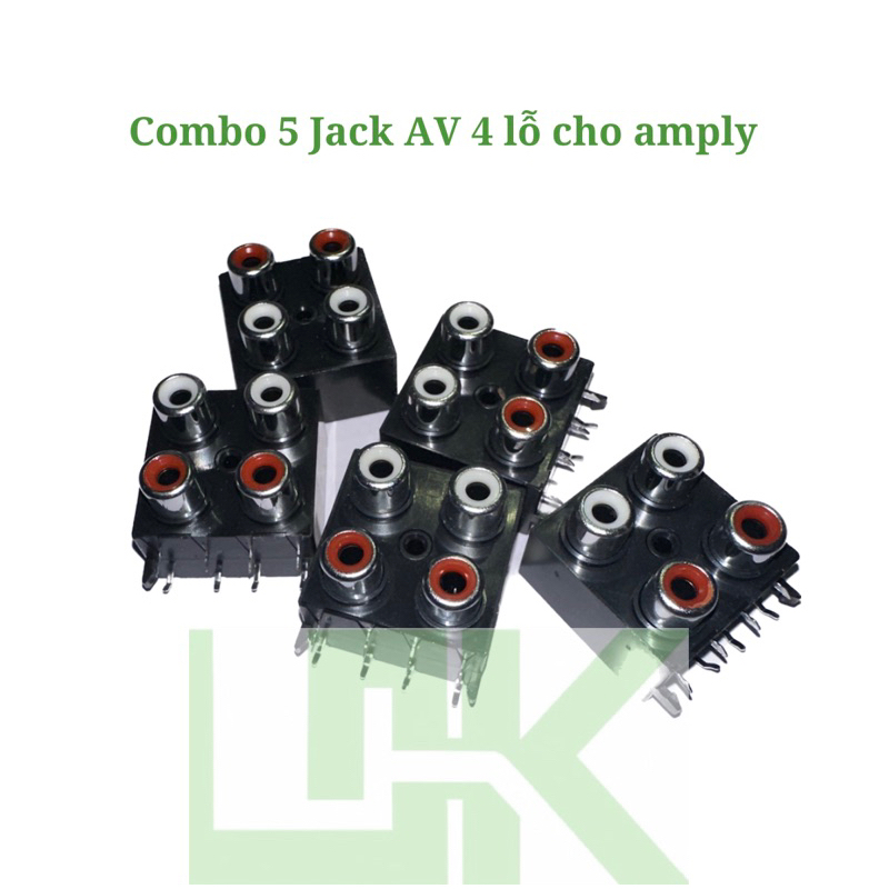 Combo 5 jack AV 4 lỗ cho amply, 2 lỗ trắng 2 lỗ đỏ