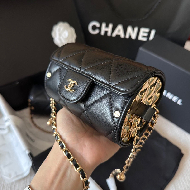 Túi đeo chéo Cha.nel SS21 chất da cừu size 14cm mini fullbox