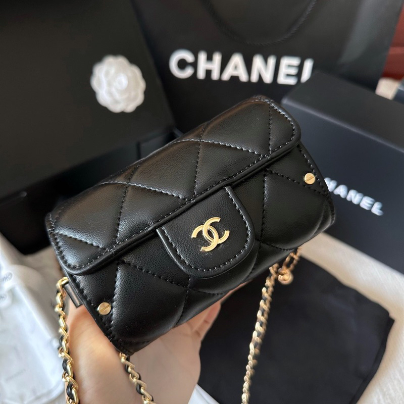 Túi đeo chéo Cha.nel SS21 chất da cừu size 14cm mini fullbox