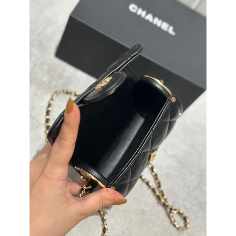 Túi đeo chéo Cha.nel SS21 chất da cừu size 14cm mini fullbox