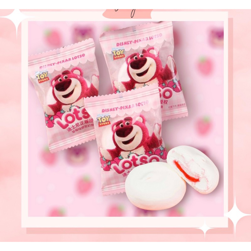 Kẹo bông mềm Marshmallow Nhân Mứt Dâu Gấu Dâu Lotso