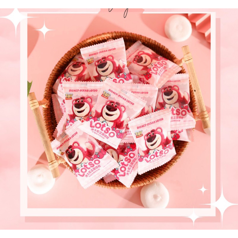 Kẹo bông mềm Marshmallow Nhân Mứt Dâu Gấu Dâu Lotso