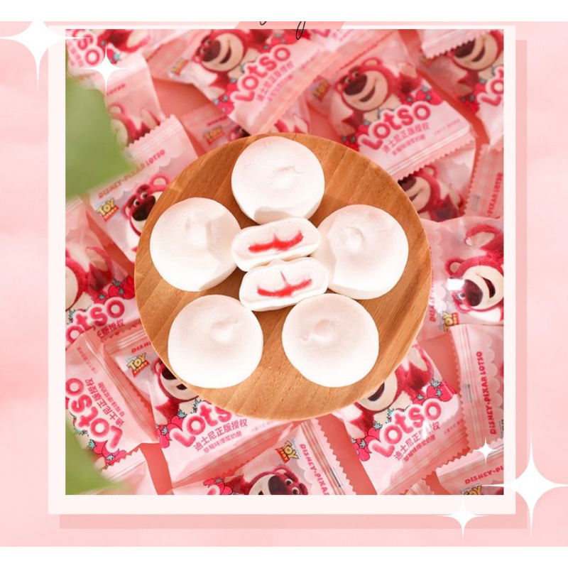 Kẹo bông mềm Marshmallow Nhân Mứt Dâu Gấu Dâu Lotso