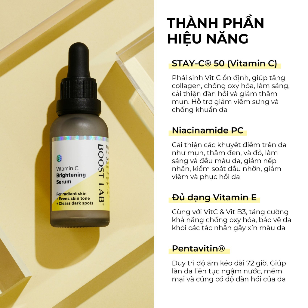 Tinh Chất Vitamin C Dưỡng Sáng Da, Giảm Thâm Sạm và Chống Oxy Hóa | BOOST LAB Vitamin C Brightening Serum