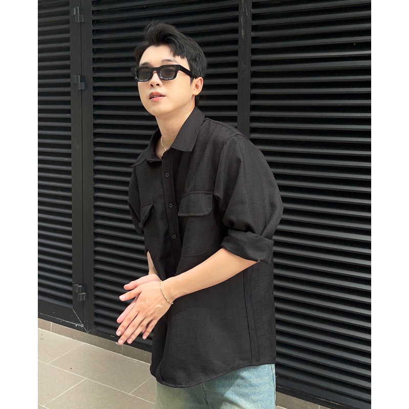 Sơ mi OAO vải xước Đen/Trắng có size 100kg