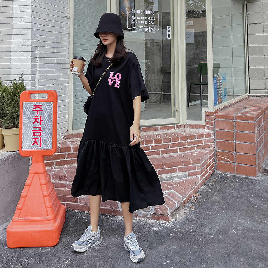 Váy Suông Chữ Love Quảng Châu 2023 Thoải Mái Phong Cách Hàn Quốc